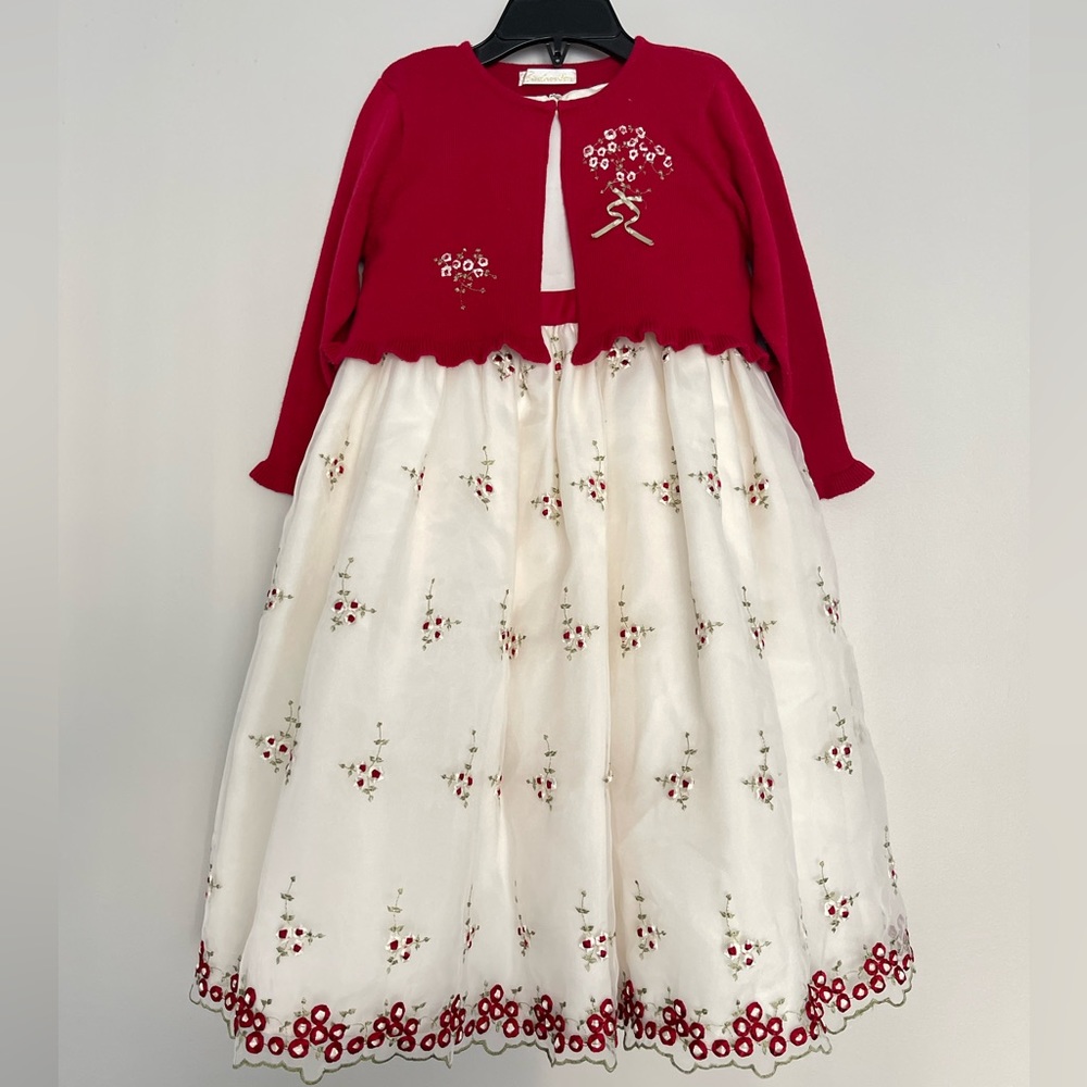 Cinderella Girls Floral Embroidered Dress with Blazer Top Set Size 3/3T